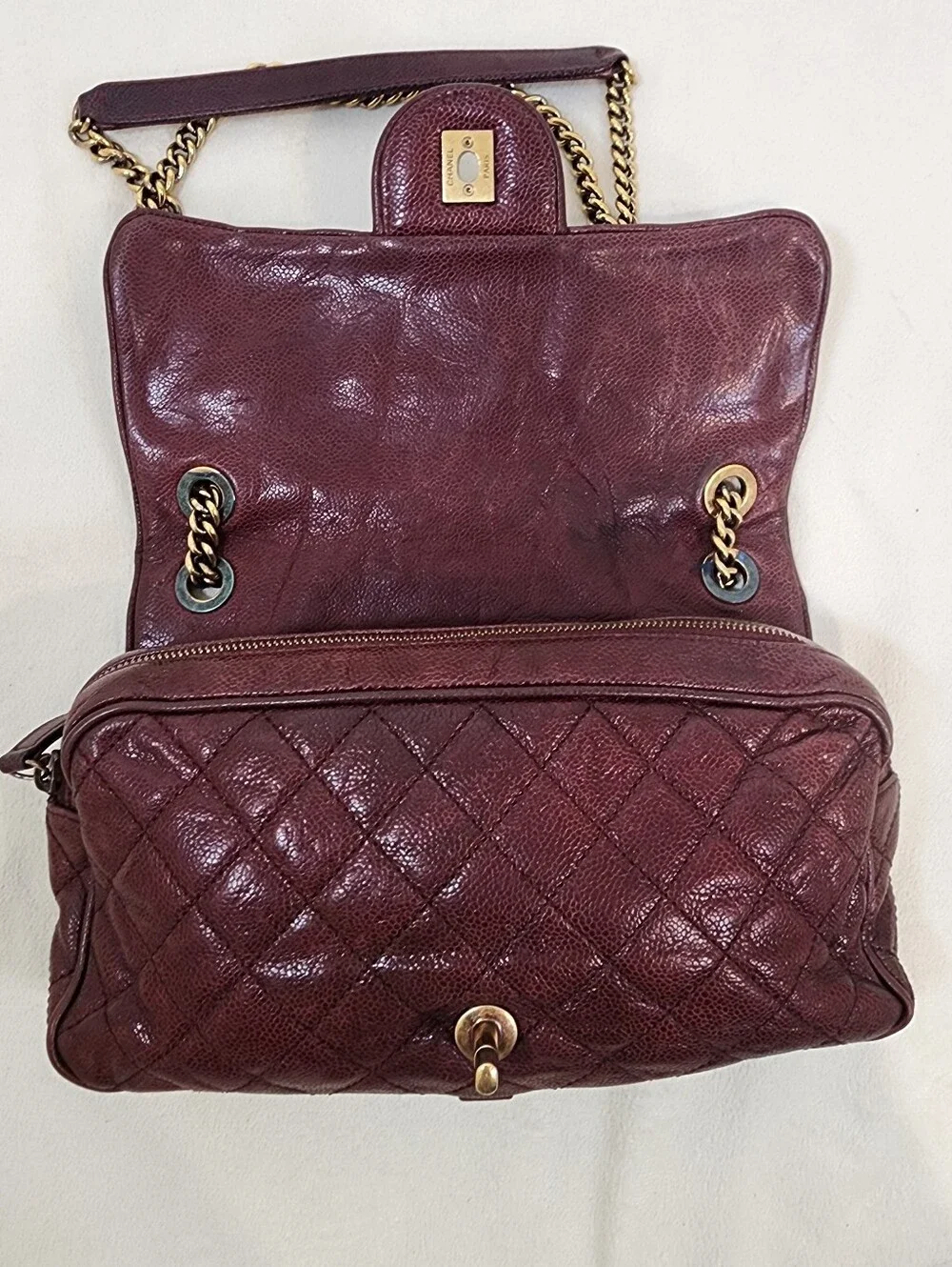 Chanel Shiva 2013-2014 Medium Calfskin. Exterior Has Paint Touch Ups.